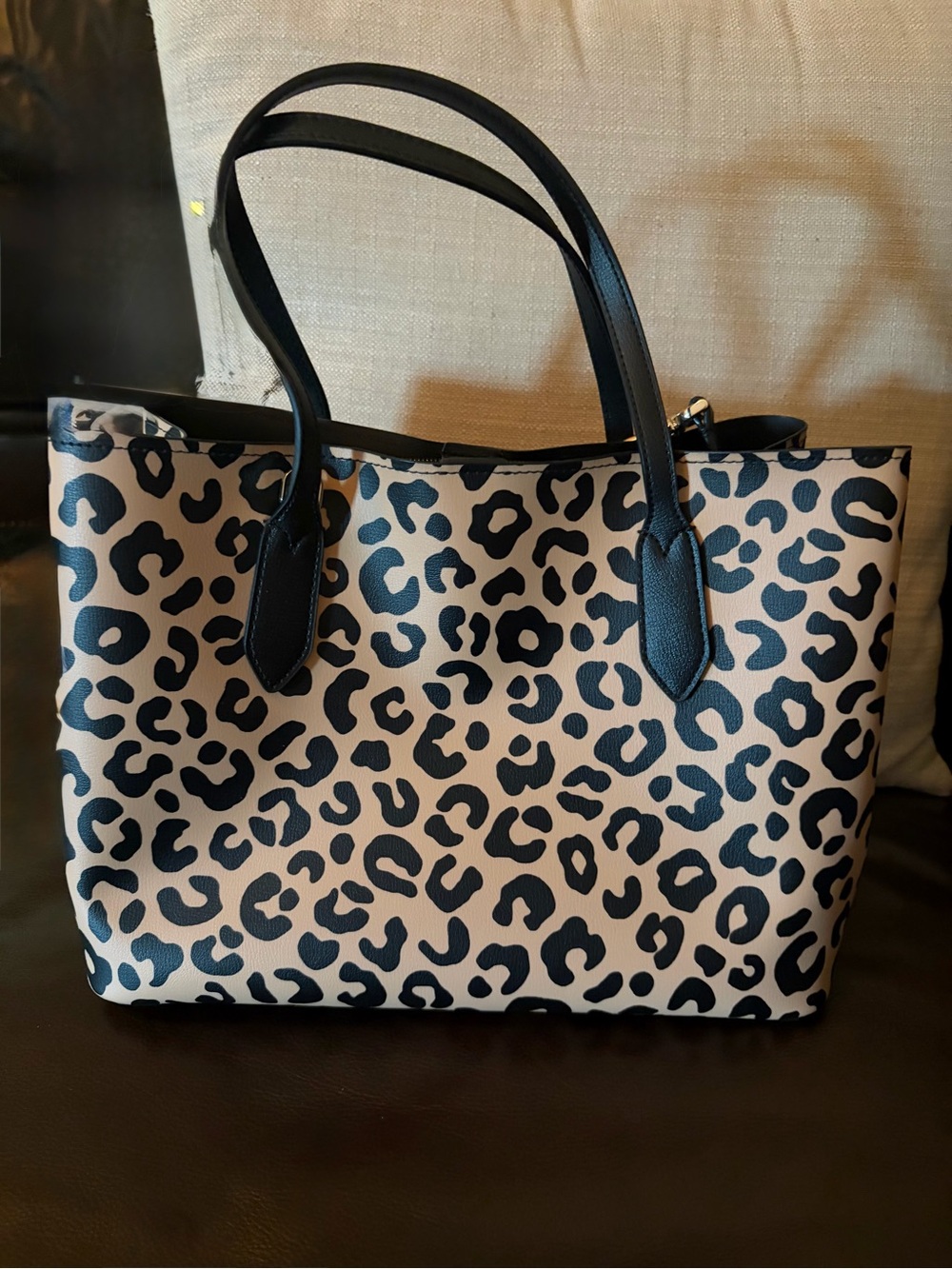 kate spade Leopard Print Tote in Black and Cream - Picture 2 of 5